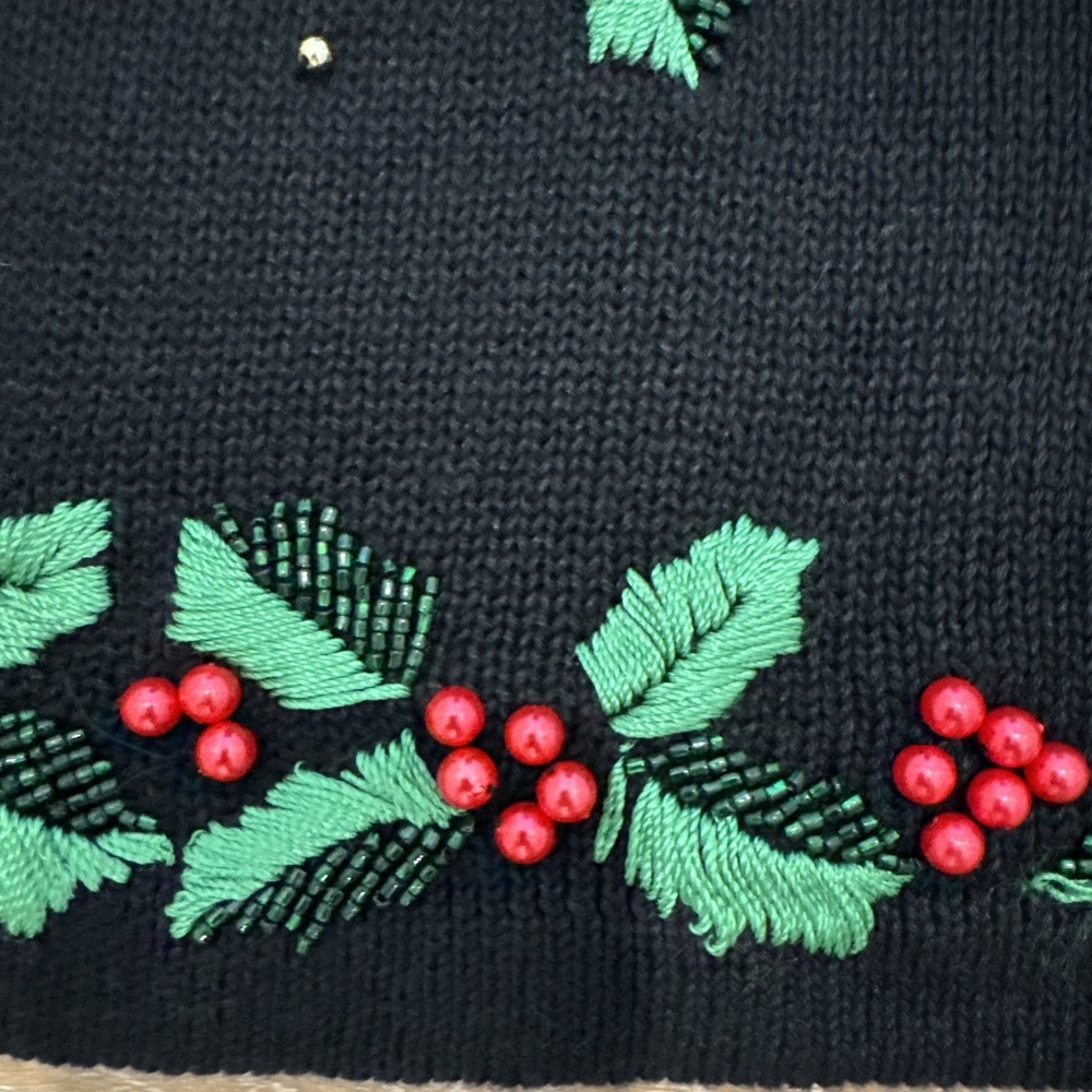 VTG 90Victoria Jones Holly Embroidered Sweater Size Xl Original Shoulder Pads! - Picture 2 of 8